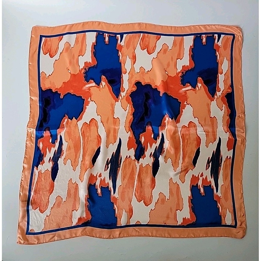 Scoop Square Silk Satin Scarf Abstract Print Chic Luxury Mod‎ Preppy Statement
